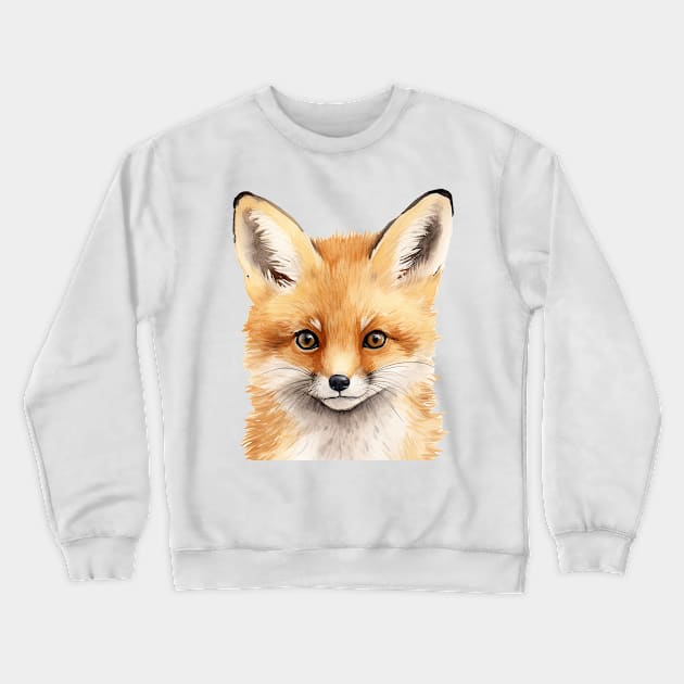 portrait of a cute fox watercolor Crewneck Sweatshirt by Arabic calligraphy Gift 